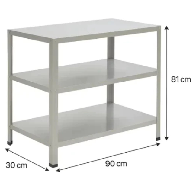 Mesa De Aço Galvanizado 3 Partes Antibacteriana