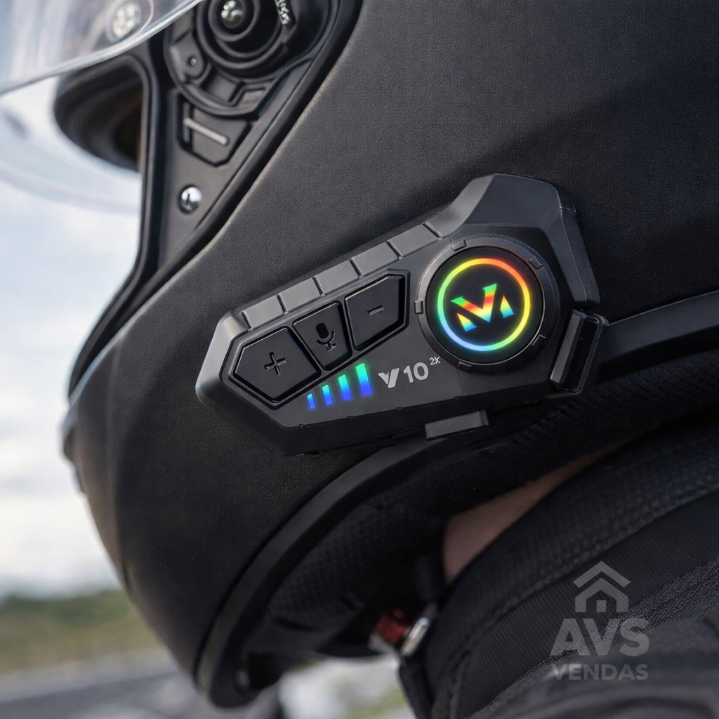 Fone De Ouvido Intercomunicador Para Capacete Bluetooth Headset Rgb Sem Fio