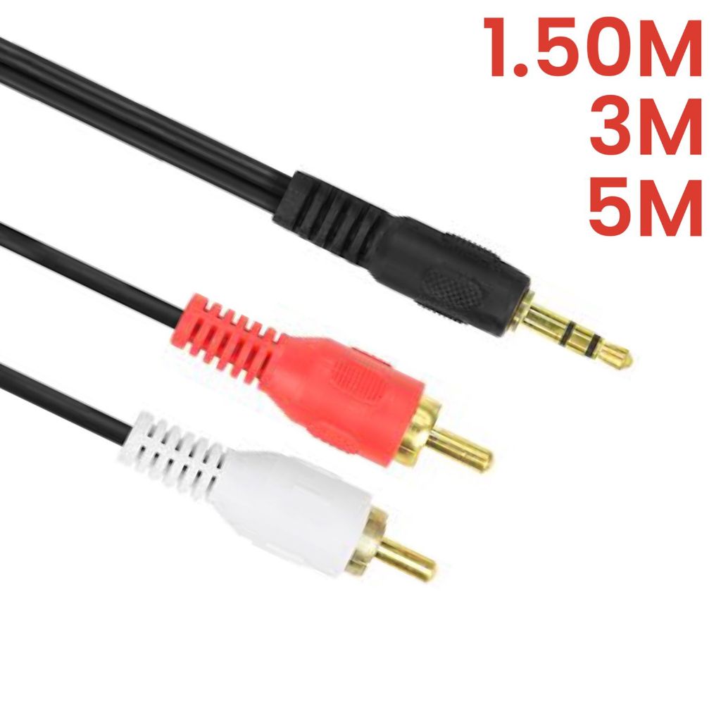 Cabo Adio Auxiliar P2 Estereo X 2 Rca 1,50M 3M 5M em Oferta na Shopee