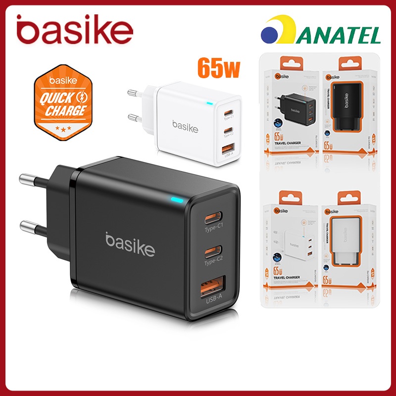 Basike Carregador 3in1 de Carregamento Turbo 65W Fonte carga rápida Torre Carregar Celular Portátil，CAR049 em Oferta na Shopee