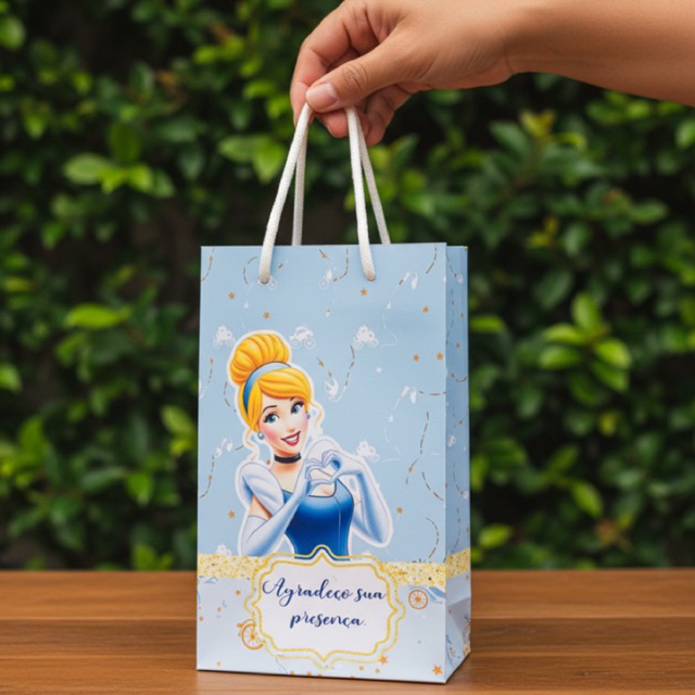 Pegue e Monte | Sacolinha Personalizada Cinderela |  Lembracinha Festa Infantil | Pronta Entrega