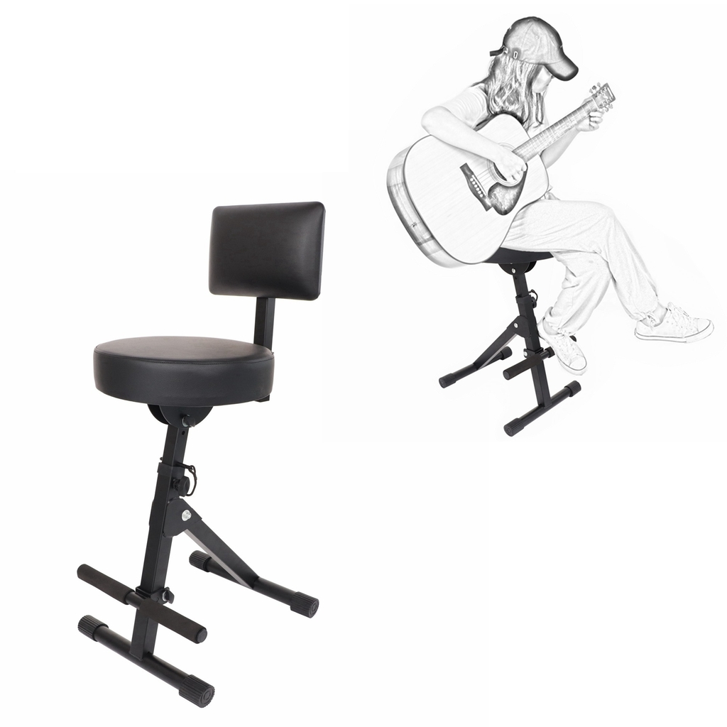 Banco para Violonista com Apoio para os Pés, Encosto Ajustável e Assento Acolchoado para Estudo de Violão