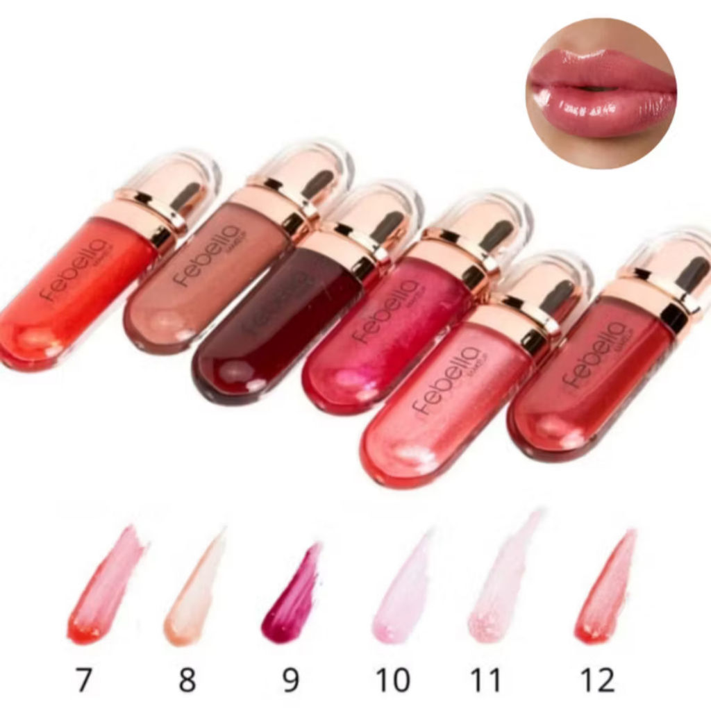Gloss Labial 3D Febella com Brilho Multidimensional para Lábios