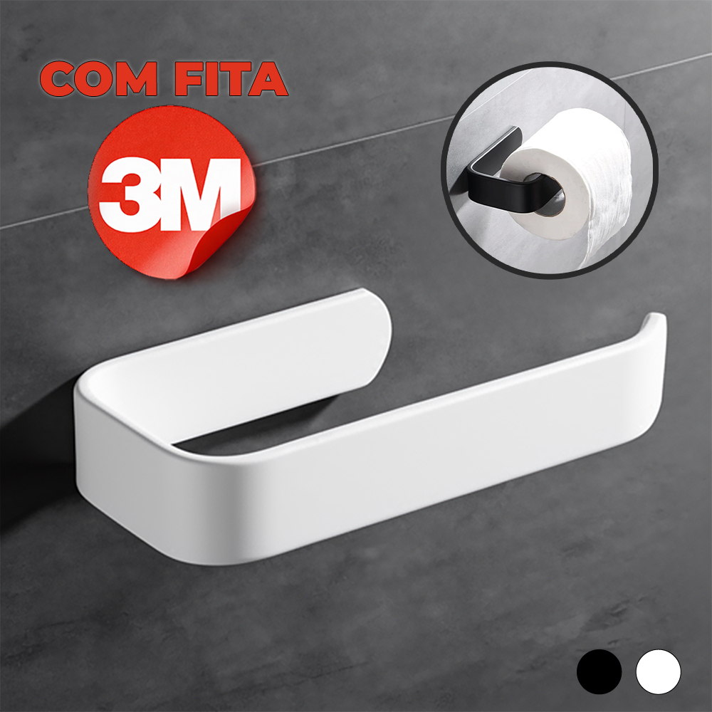 Suporte Porta Papel Higiênico Papeleira de Parede Adesivo 3M Elegante Branco em Oferta na Shopee