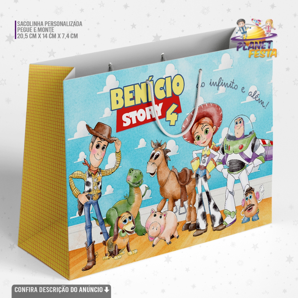 Sacolinha Personalizada Toy Story Aquarela Lembrancinha Festa Infantil