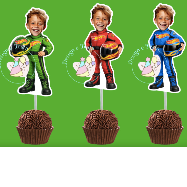 Topper para docinhos Hot Wheels rostinho personalizado, só um bolinho, festa infantil em Oferta na Shopee