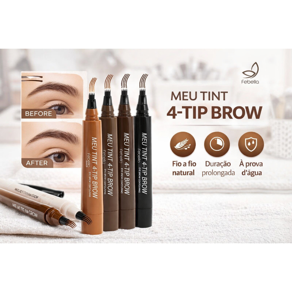 Caneta Tattoo Sobrancelha Fio a Fio Febella Henna Microblading Delineador A Prova d'Água 24Horas