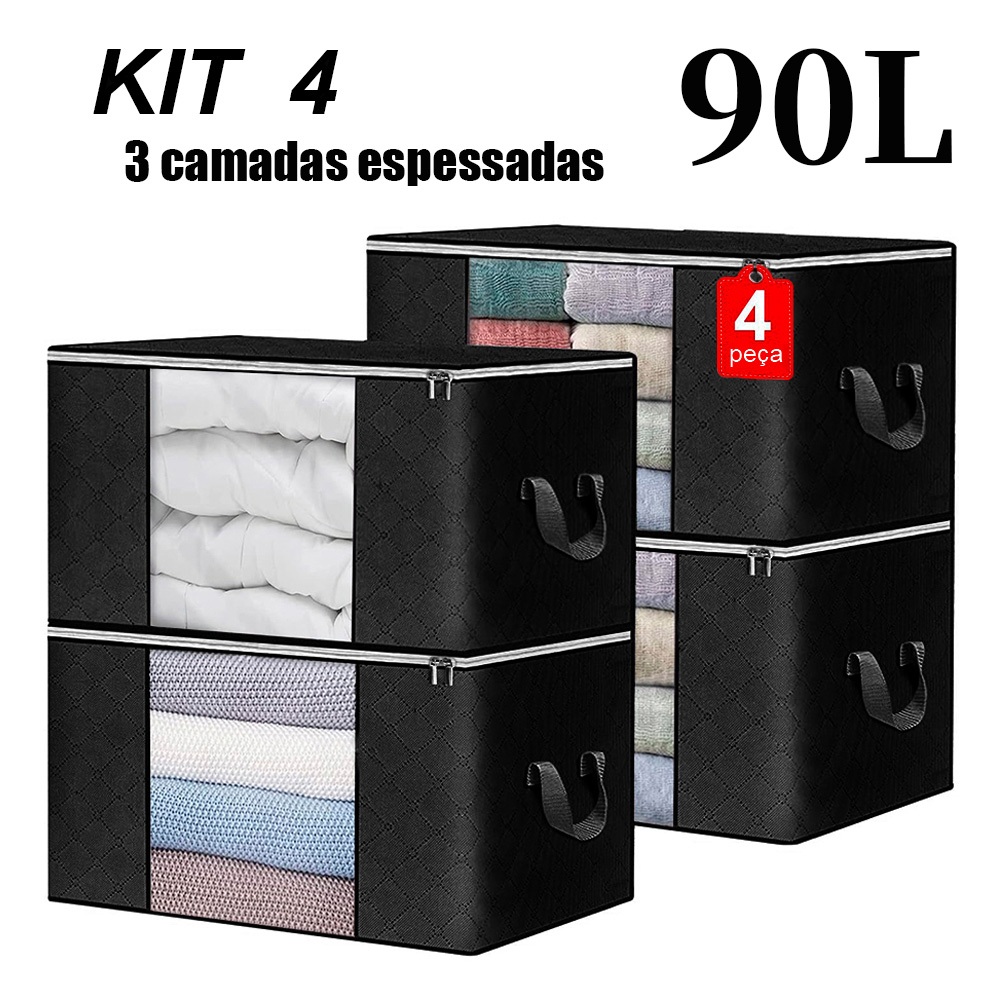 8 /4/2 pcs 90/70L Caixas Organizadoras de Roupas Calçados Cobertas TNT Com Tampa Ecológico Multiuso À prova de umidade