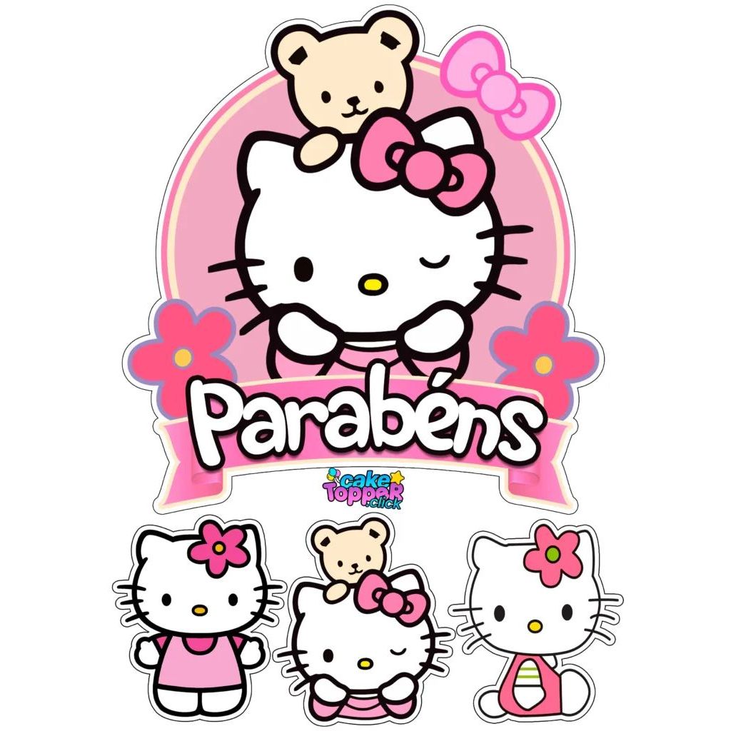 ✅ Topo de Bolo Hello Kitty Personalizado – Nome e Idade | Aniversário Infantil em Oferta na Shopee