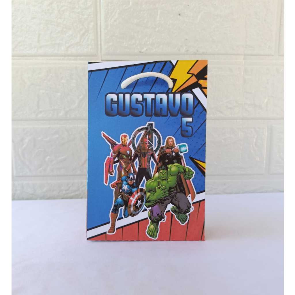 Sacolinha PP para Lembrancinha Personalizada Os Vingadores - Sacolinha Surpresa - PEGUE E MONTE