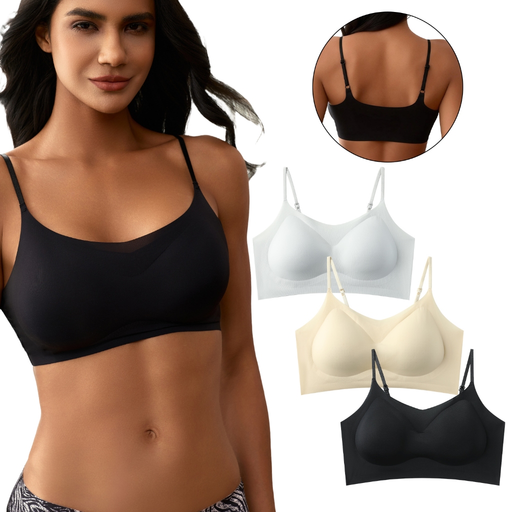 Melana kit 2 Sutiã Decotado sem Aro Push-Up Feminino Sem Costura Top Colete Sem Costura Sutiã Sem Bojo Reforçado