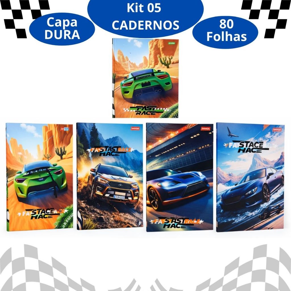 Kit Caderno Brochurão Infantil 80 Folhas Com Pauta Menino ou Menina 1 3 5 Unidades