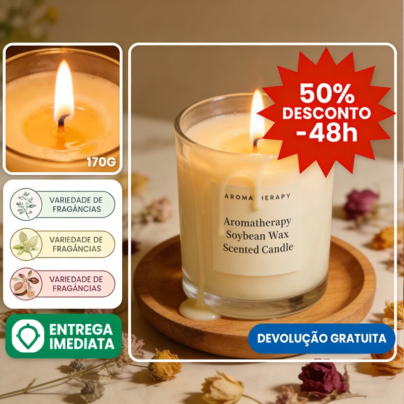 Vela aromática artesanal PREMIUM 170/80G - Vários Aromas - Com especiarias e tampa de madeira em Oferta na Shopee