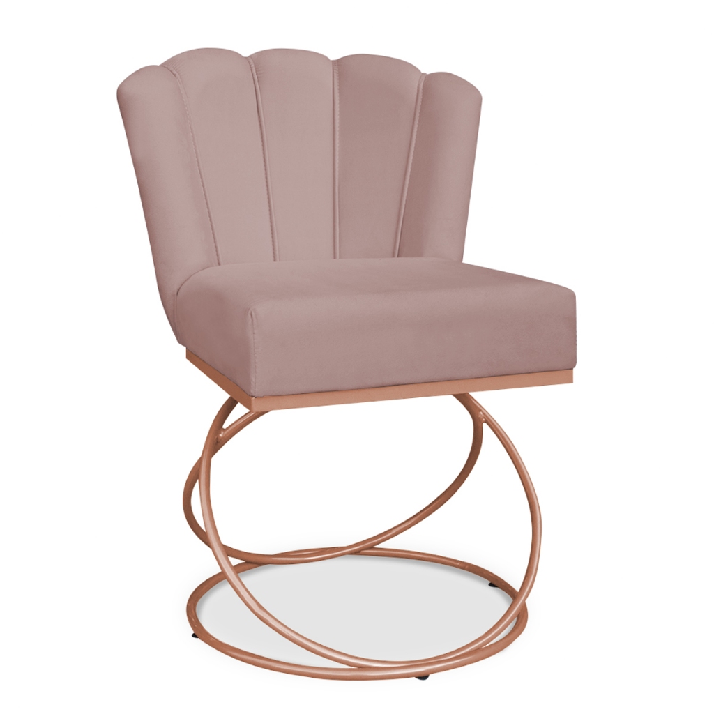 Poltrona Cadeira Decorativa Pétala para Salão de Beleza Manicure Conforto e Resistência Base de Ferro Aliança Rosê