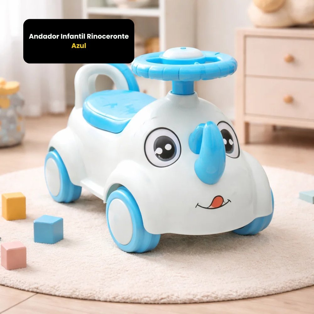Andador Infantil Rinoceronte Azul Primeiros Passos Seguros