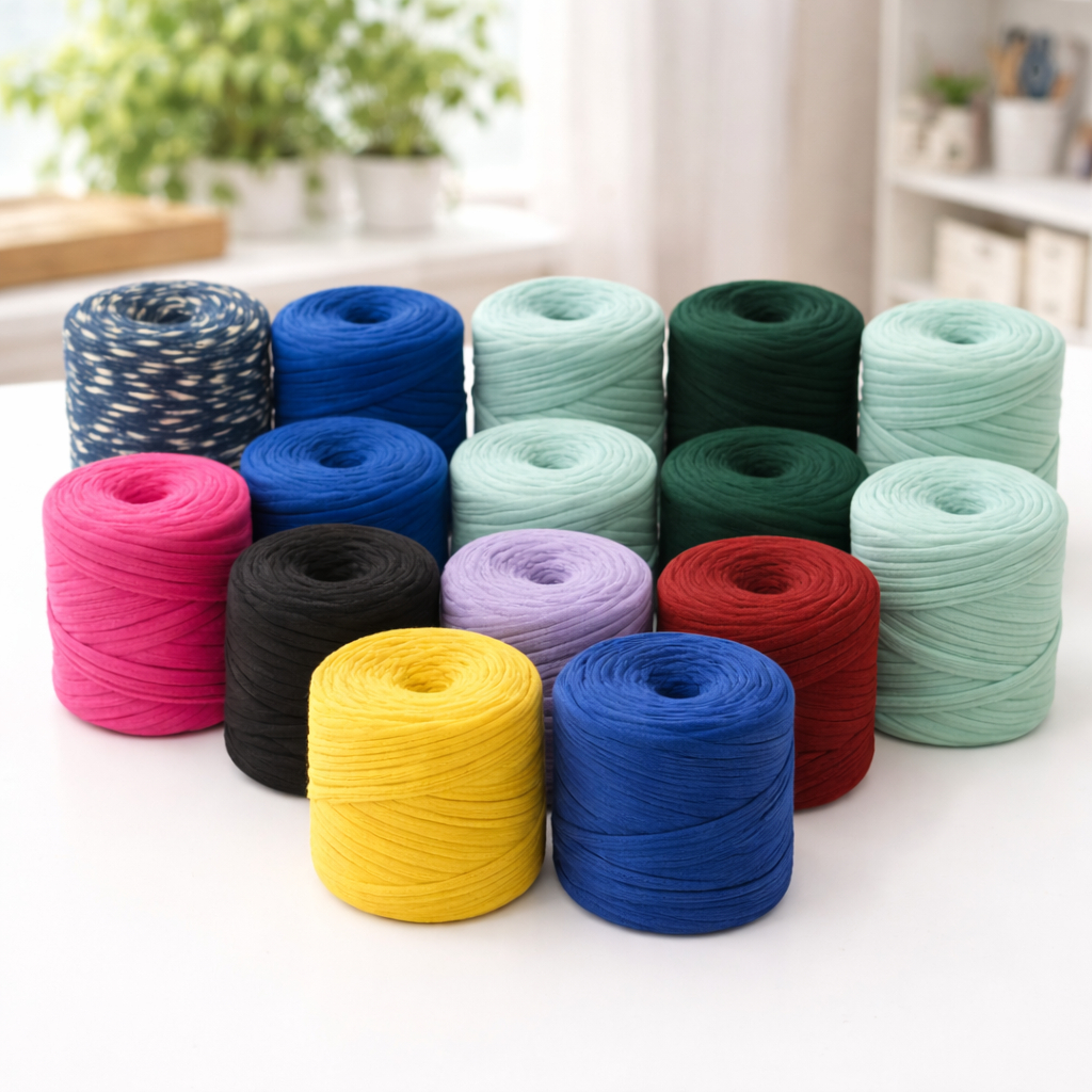 Fio de Malha Residual 1 cone de 500g Com Elastano - Ideal para Crochê, Cestos e Bolsas