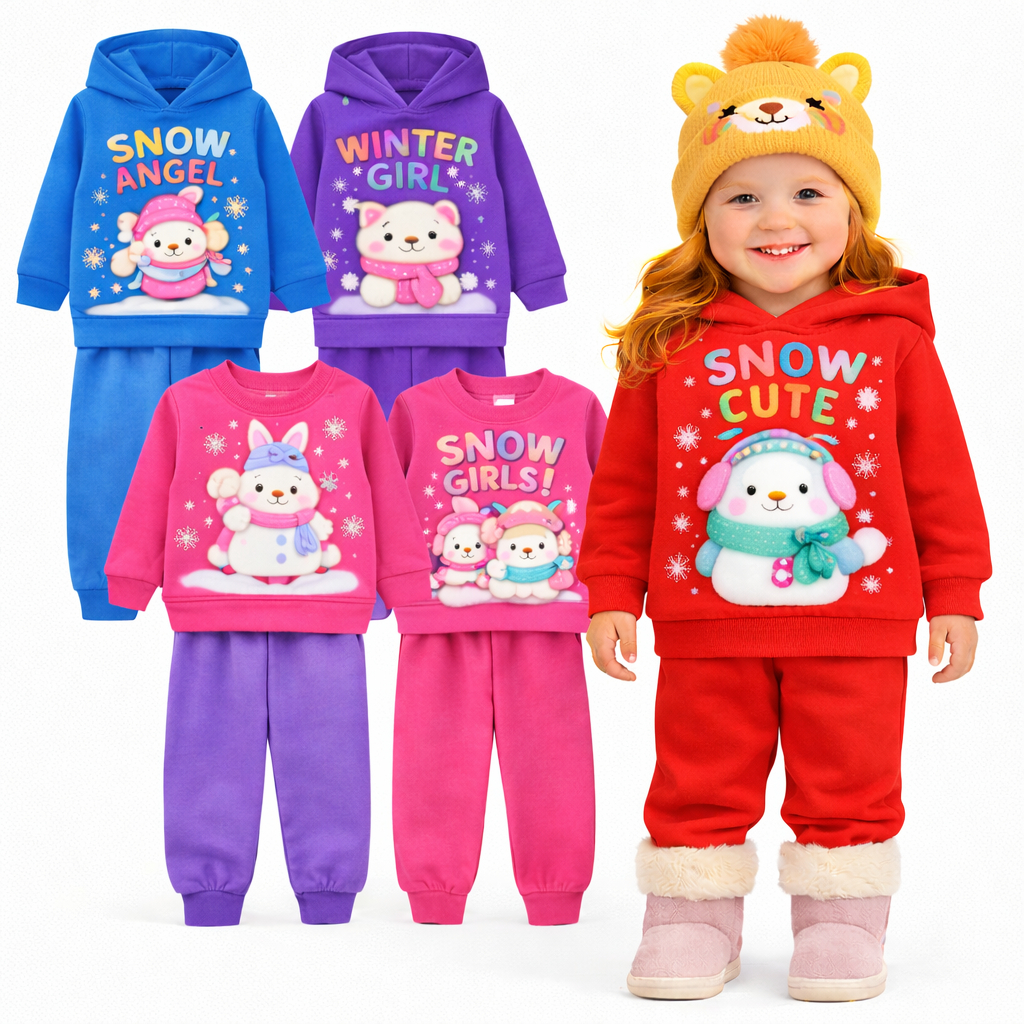 Kit Sortido 2 ou 4 Peças Roupas de Moletom Bebê Menina Infantil Inverno Conjunto Feminino Bebê Infantil Manga Longa