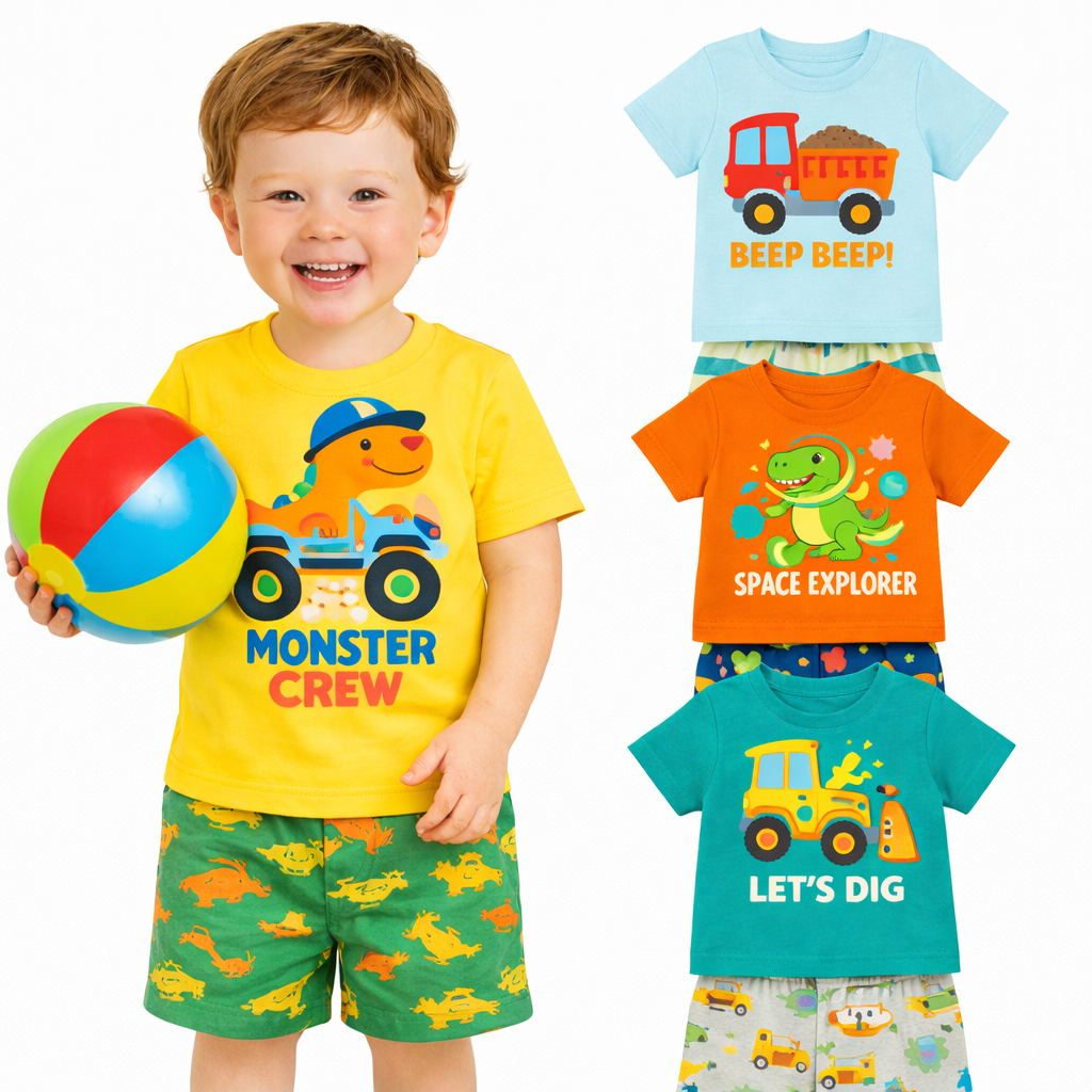 Kit Sortido 10 Peças de Roupas Bebê Menino Infantil Conjunto de Bebê Menino Infantil Masculino De Verão