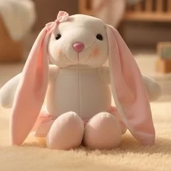 Coelhinha Orelhuda de Pelúcia 36cm com Saia Rosa e Lacinho –Coelha  Fofa, Macio, Presente Infantil