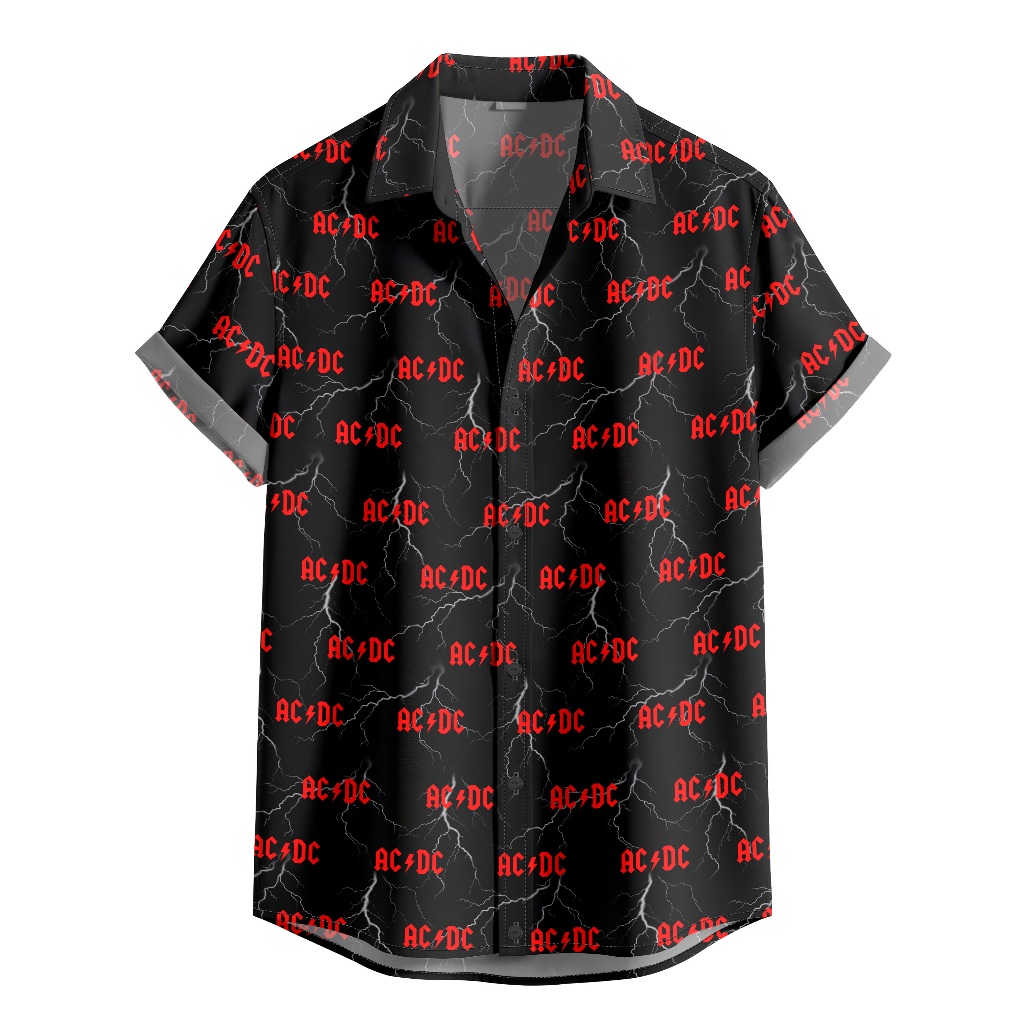 Camisa De Botão Preta Estampa Acdc Banda De Rock [Ref-103] em Oferta na Shopee