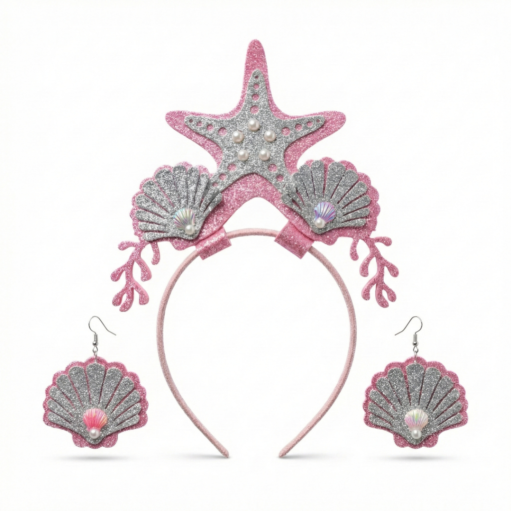 Tiara Com Brincos Sereia Fundo do Mar e Glitter Acessório Fantasia Festival Adulto Infantil Feminino em Oferta na Shopee