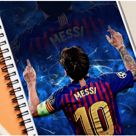 KIT 2 Adesivos para Capa de Caderno Messi Futebol (21x30cm) Capa Decorativa Caderno Personalizada