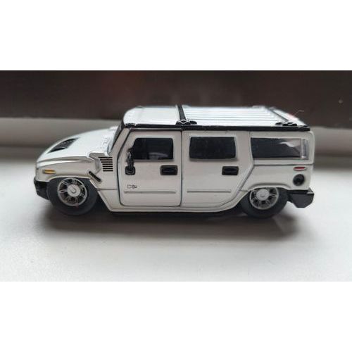 Miniatura Hummer H2 Branca Customizada Rebaixada Metal Coleção Abre Portas