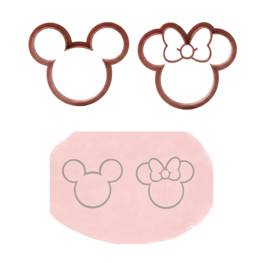 Cortador de Biscoito Mickey e Minnie 7cm - Molde Pasta Americana, Biscoito, Massa de Modelar Confeitaria