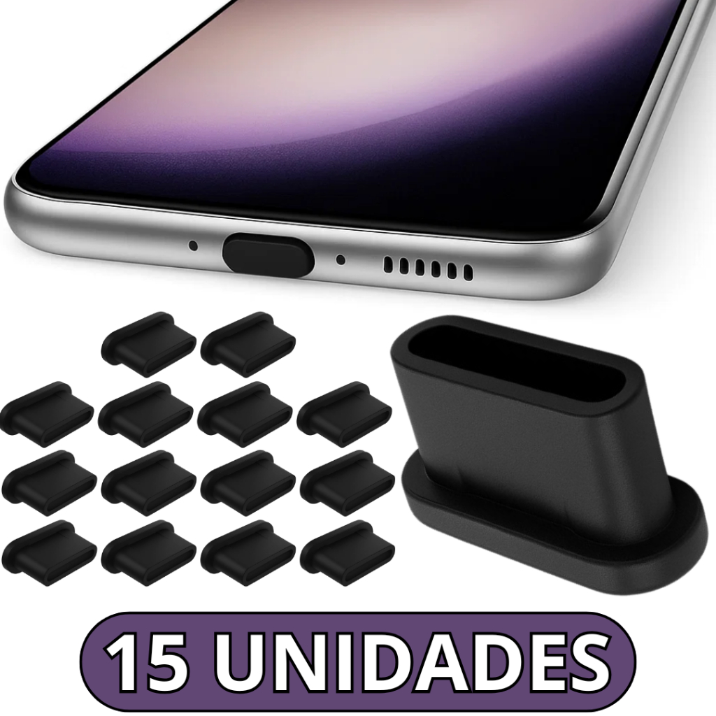 Tampinhas Para Entrada USB Tipo C Proteção Para Celular Notebook Tampa Anti Poeira Plug Preto