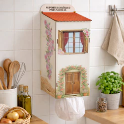 Organizador Dispenser de Sacolas Plásticas Puxa Saco Mdf Adesivado