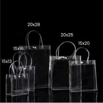 Sacola PVC Transparente com Alça e Botão - Ideal para Brindes, Festas e Casamentos. 12 unidades. em Oferta na Shopee
