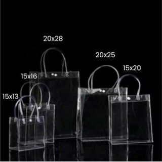 Sacola PVC Transparente com Alça e Botão - Ideal para Brindes, Festas e Casamentos. 12 unidades. em Oferta na Shopee