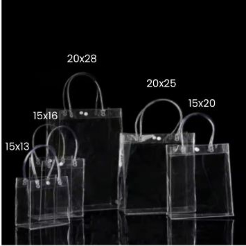 Sacola PVC Transparente com Alça e Botão - Ideal para Brindes, Festas e Casamentos. 12 unidades. em Oferta na Shopee