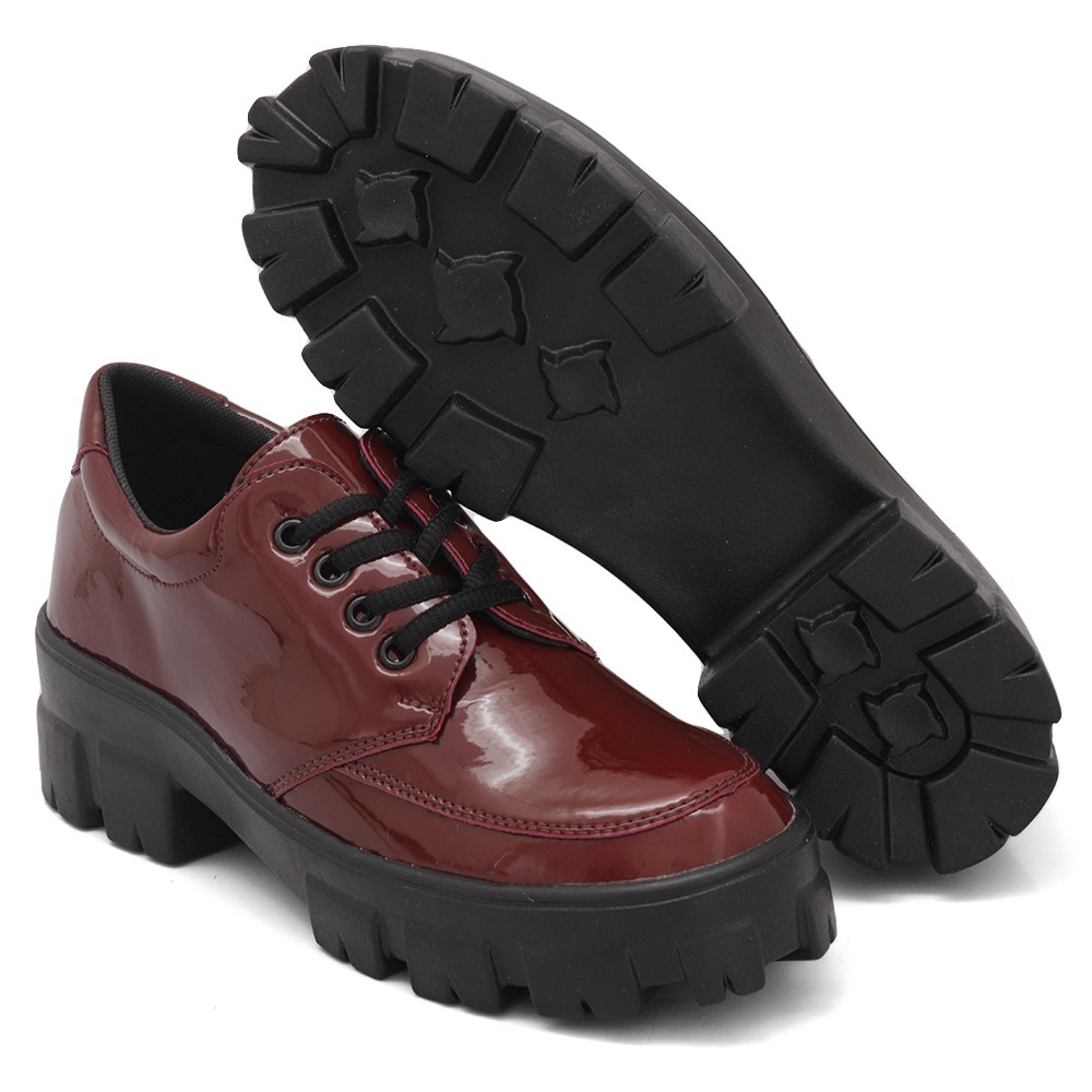 Oxford Mocassim Sapato Feminino Tratorado Verniz Confortável Casual