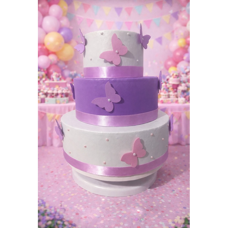 Bolo Fake Borboletas Decorativo EVA