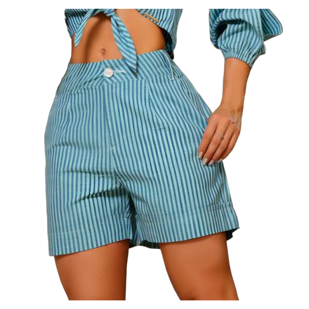 Bermuda Listrada Alfaiataria 36 ao 46 Plus Size Soltinha Confortável