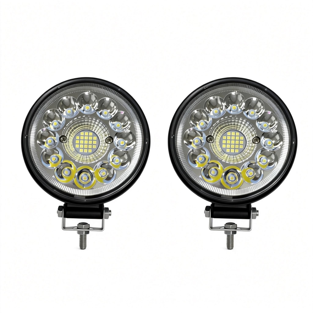 Kit 2 Farol Led Redondo Milha 99w 33 Leds Carro Jeep 12v24v