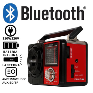 Rádio Retrô Vintage Portátil Bluetooth Recarregável Tomada/Pilha AM FM SW USB SD Pendrive em Oferta na Shopee