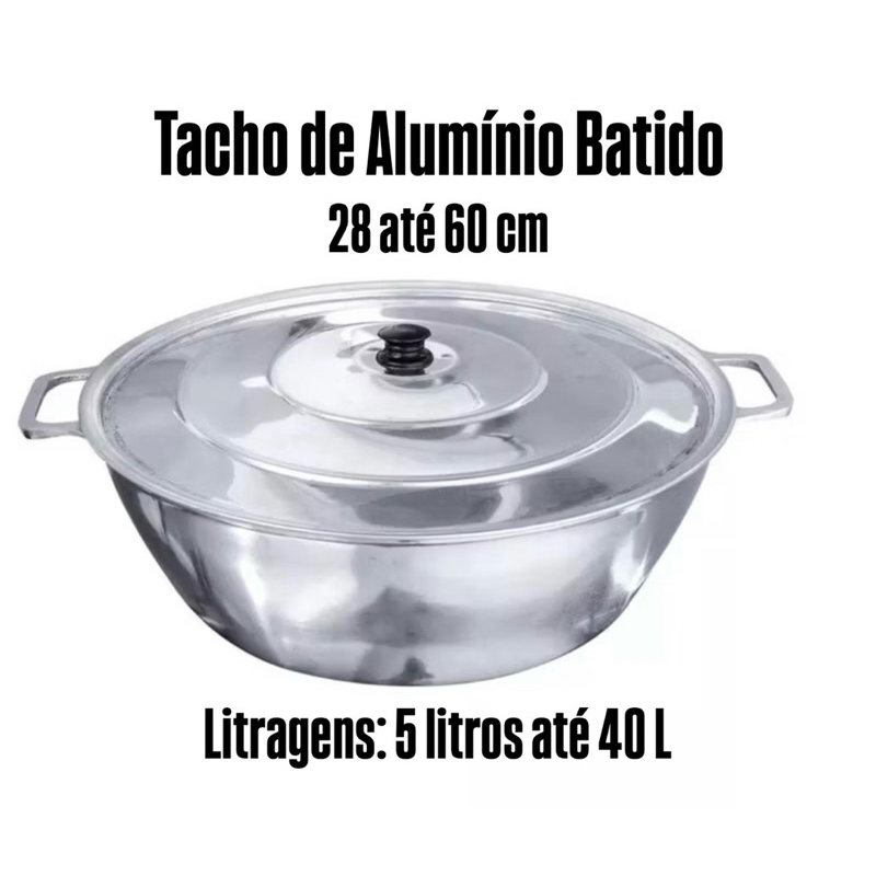 Tacho de Alumínio Fundido Polido com Tampa – Ferro Batido Ideal para Doces, Caldos e Cozinhas Grandes em Oferta na Shopee