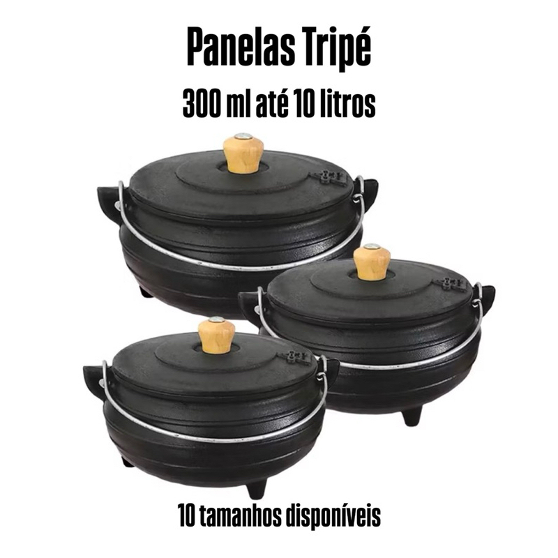 Panela Tripé de Ferro Fundido de 300 Ml Até 10 Litros — R$ 106,00 em Shopee