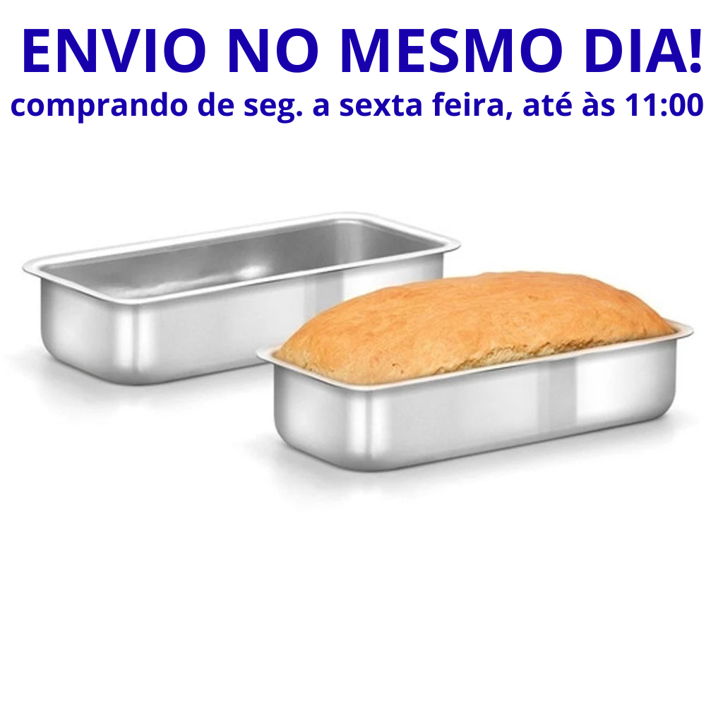 2 Formas de PÃO, bolo inglês, gelo,  GRANDE N°3,  kit com 2 assadeiras Retangular 28x11x5cm em Oferta na Shopee