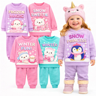 Kit 4 Peças Roupa de Moletom Infantil Feminino Inverno - Kit 2 ou 1 Conjunto de Moletom de Menina Flanelado Sortidos em Oferta na Shopee