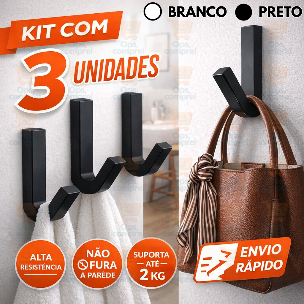 kit Gancho Pendurador Sem Furo Multiuso Bolsa Toalha Banheiro em Oferta na Shopee