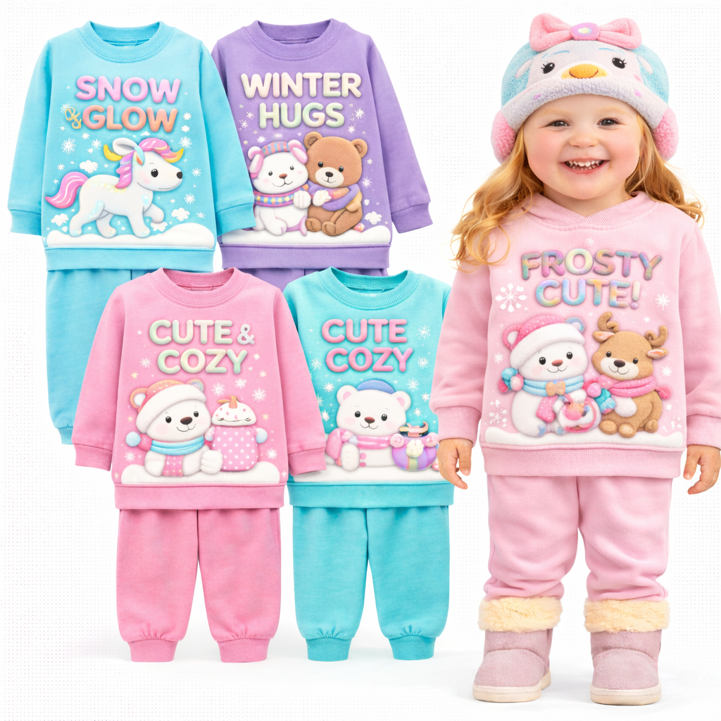 Kit Sortido 2 ou 6 Peças Conjunto frio Moletom Infantil Menina Inverno Feminino Bebê Infantil Manga Longa Pronta Entrega