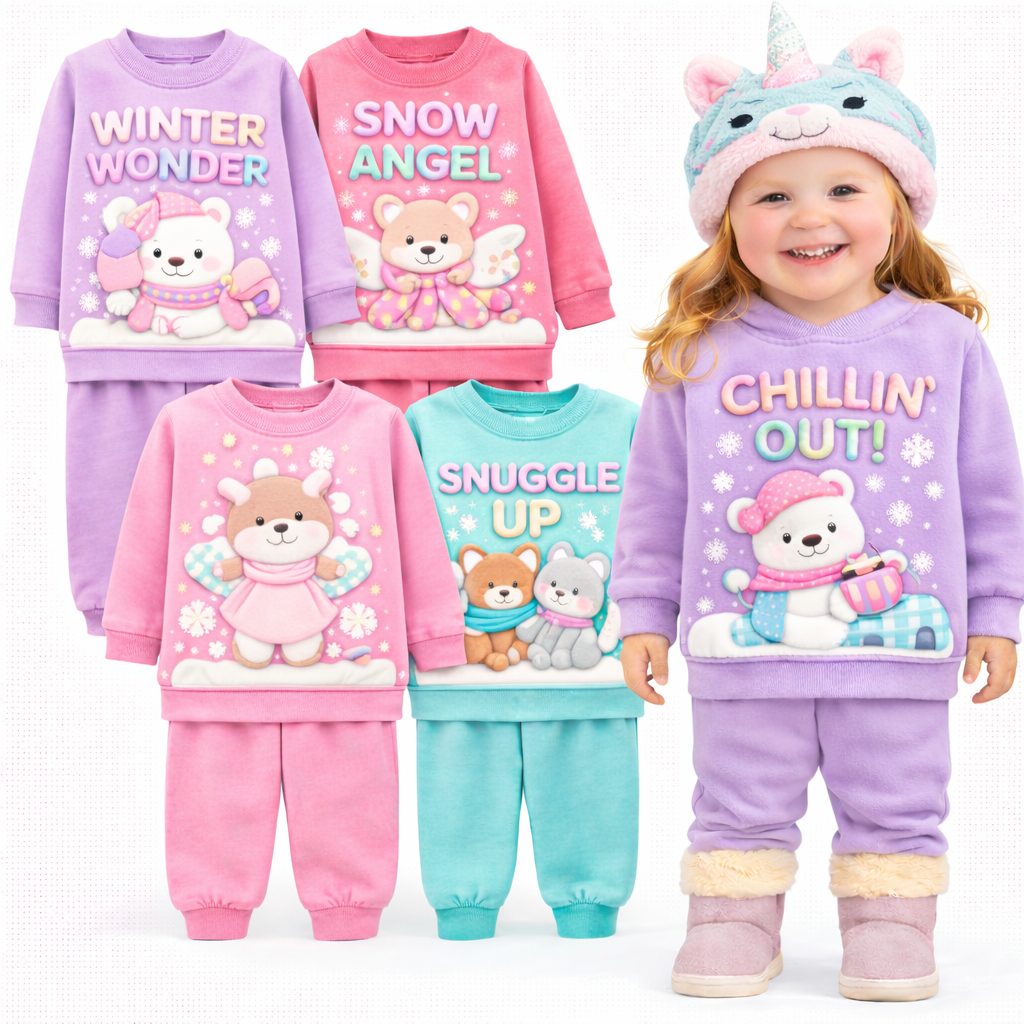 Kit Sortido 2 ou 4 Peças Conjunto Moletom Frio Infantil Menina Inverno Feminino Bebê Infantil Manga Longa Pronta Entrega