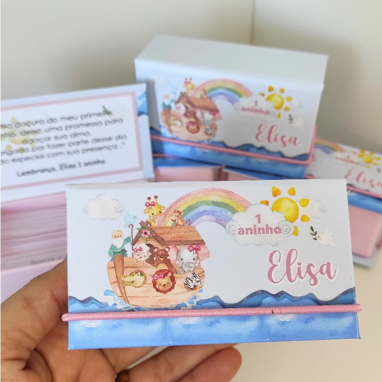 Arca de Noé Lembrancinha Caixinha Promessas Versiculos Aniversário Chá Mesversário Personalizado