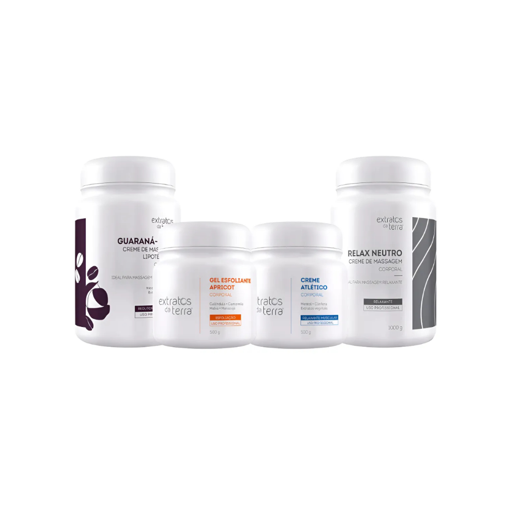 Kit Corporal Estudante Extratos Da Terra Guaraná Café Gel Esfoliante Apricot Creme Atlético Relax Neutro