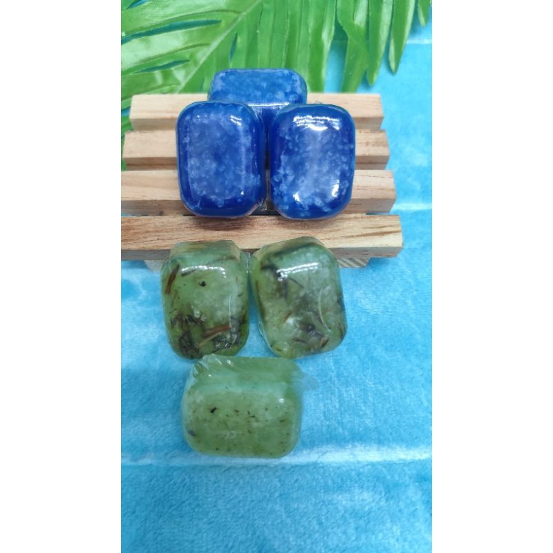 Mini Sabonete Artesanal 10unid Anil e Sal Grosso + 10unid Arruda Alecrim Sal grosso 22gr cada