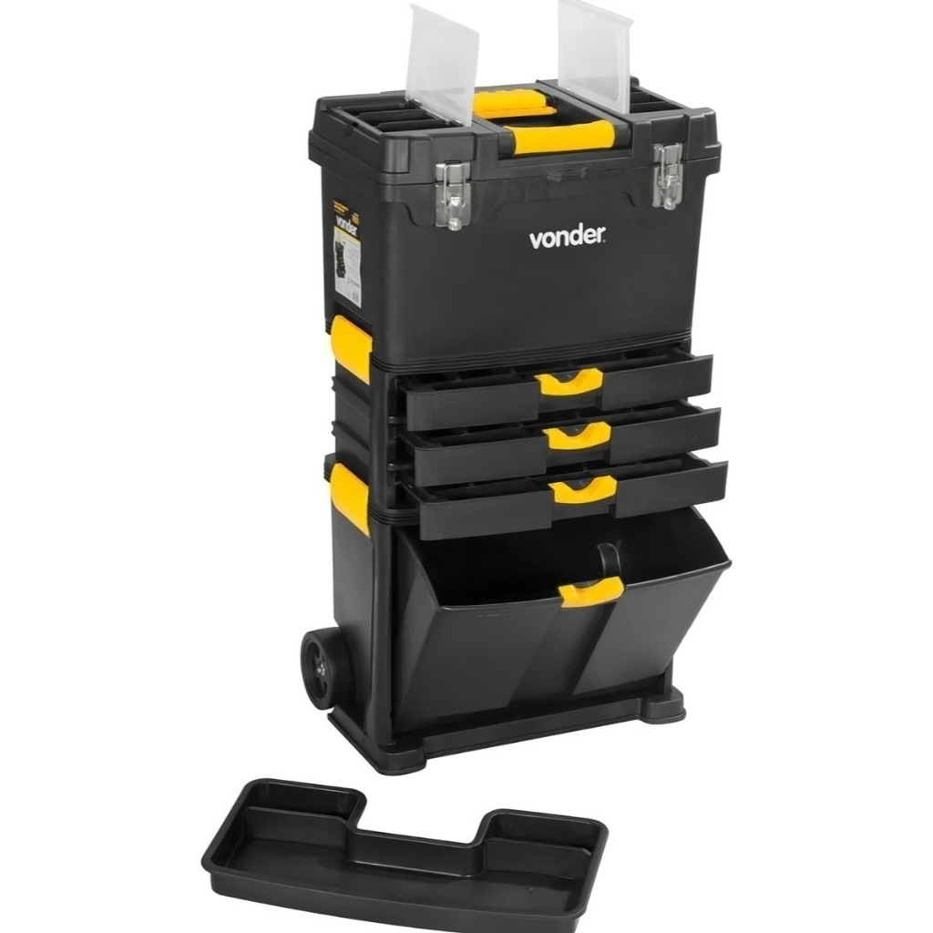 Caixa De Ferramentas Plástica Multiuso Vonder Crv 0500 Com Rodas Cor Preto Gavetas em Oferta na Shopee