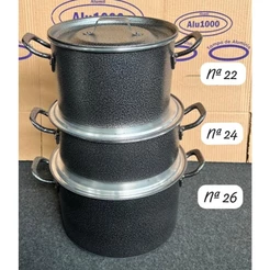 Jogo de Panelas Caldeirão Alumínio Kit 3 Peças ideal para Feijoada Polidos e Coloridos